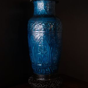 Lote 296, Par de floreros de cerámica esmaltada turquoise